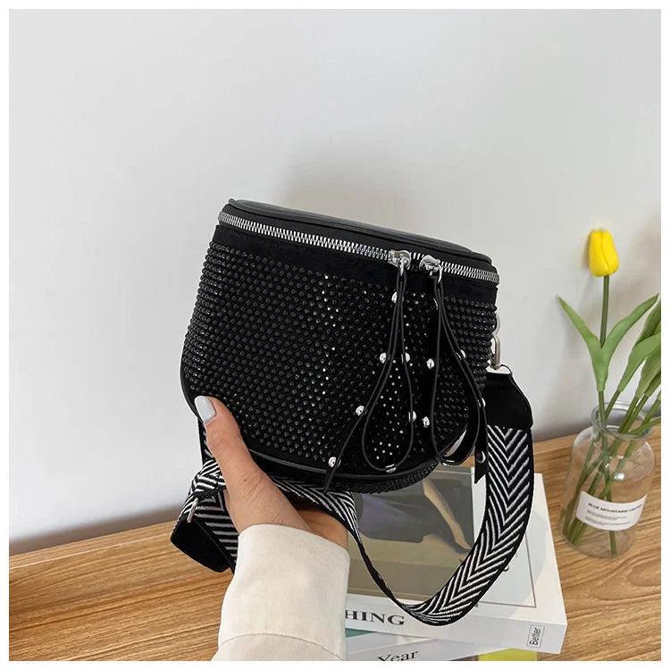 Women's Personalized Waist Bag with Drill Decoration