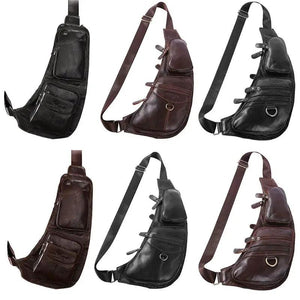 Men's PU Leather Chest Sling Crossbody Shoulder Bag Phone Pouch Casual Pack