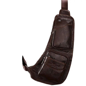 Men's PU Leather Chest Sling Crossbody Shoulder Bag Phone Pouch Casual Pack