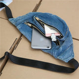 Ins Fire Belt Bag All Match Crossbody Bag Washed Denim Waist Bag