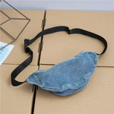 Ins Fire Belt Bag All Match Crossbody Bag Washed Denim Waist Bag