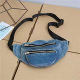 Ins Fire Belt Bag All Match Crossbody Bag Washed Denim Waist Bag