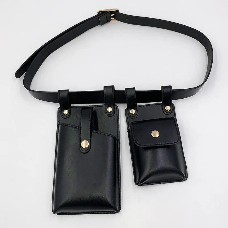 Punk Waist Bag for Women - Motorcycle Mobile Phone Belt Bag