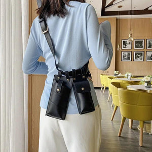 Small PU Leather Belt Bag Women Shoulder Bag Messenger Bag