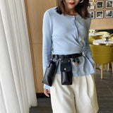 Small PU Leather Belt Bag Women Shoulder Bag Messenger Bag