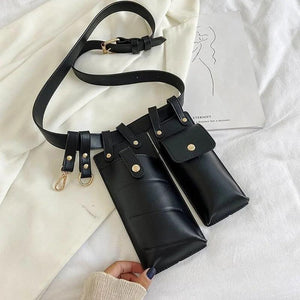 Small PU Leather Belt Bag Women Shoulder Bag Messenger Bag