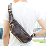 Men Messenger Bag Casual Travel Chest Bag High PU Leather Men's Shoulder Bag