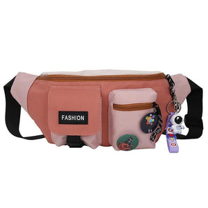 Unisex Retro Waist Pack Hong Kong Style Student Bag