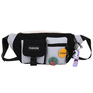 Unisex Retro Waist Pack Hong Kong Style Student Bag
