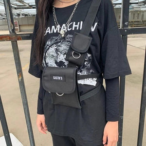 Techwear Letters Label Adjustable Waist Bag