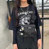 Techwear Letters Label Adjustable Waist Bag