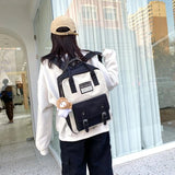 5 Piece High School Backpack Set for Teenage Girl Canvas Travel Bags