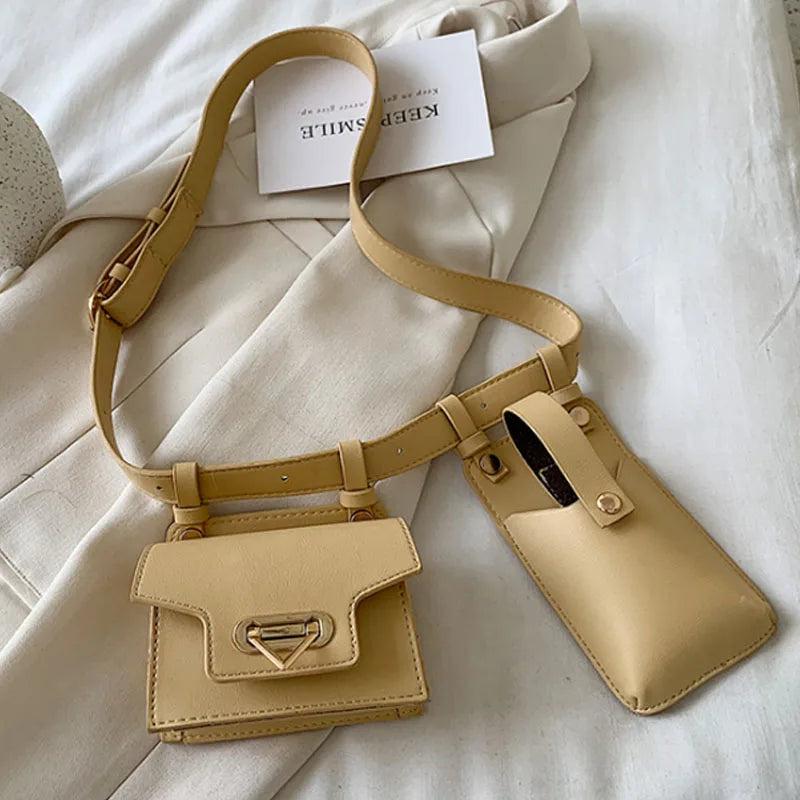 Two-piece Waist Bag High PU Belt Messenger Mobile Phone Bag Shoulder Bag