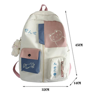 Cat Printing School Backpack Large Capacity Waterproof Bags