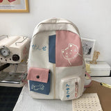 Cat Printing School Backpack Large Capacity Waterproof Bags