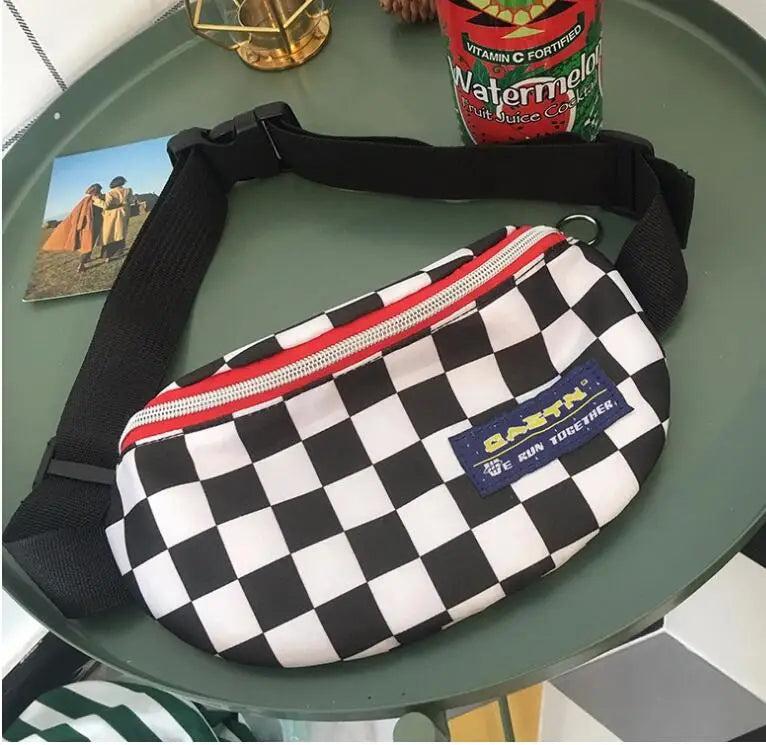 Checkerboard Lattice Street Style Pocket Pouch