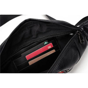 Women Chest Pack Sling Crossbody Bag PU Leather Waist Small Messenger Bag