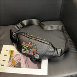 Women Chest Pack Sling Crossbody Bag PU Leather Waist Small Messenger Bag
