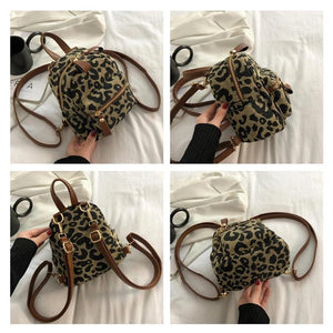 Leopard Mini Backpack: High Nylon Shoulder Bag for Teenage Girls