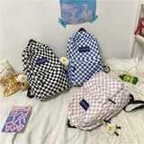 Plaid Checkerboard Backpack Women Large Capacity Schoolbag