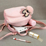 Kids Backpack Plush Bowknot Solid Schoolbag Girls Mini Cartoon Knapsack