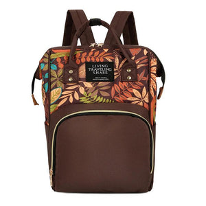 Floral Printed Backpack Mommy Bag Large Capacity Waterproof Antifouling Backpack