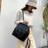 PU Backpacks Women Style String Little Rucksack Lady Big Capacity