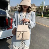 PU Backpacks Women Style String Little Rucksack Lady Big Capacity