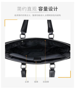 Men's Lychee Leather Business Handbag & Computer Bag