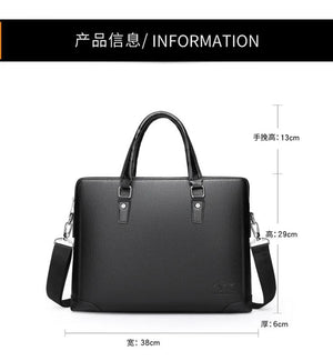 Men's Lychee Leather Business Handbag & Computer Bag