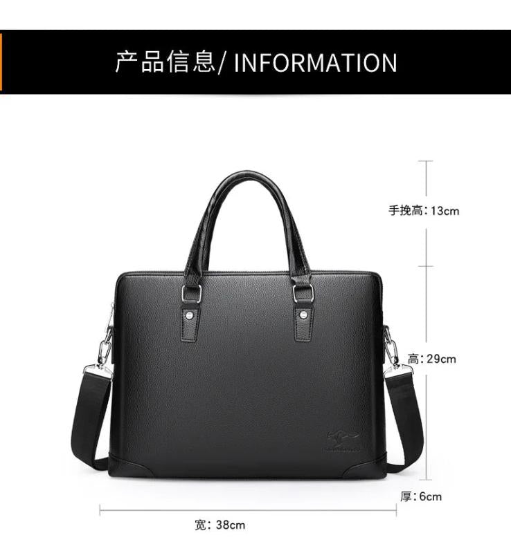 Men's Lychee Leather Business Handbag & Computer Bag