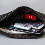 Men Leather Envelope Handbag Weave Briefcase