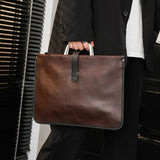 Men's Crazy Horse Leather Briefcase Business File Bag