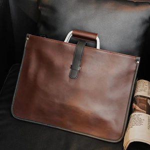 Men's Crazy Horse Leather Briefcase Business File Bag