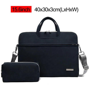 2PCS Business Laptop Briefcase Suede Office Macbook Handbag 13 14 15.6 inch