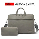 2PCS Business Laptop Briefcase Suede Office Macbook Handbag 13 14 15.6 inch