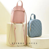 Rhombus Lattice Women Small Backpack Soft Pu Leather Female Backpack