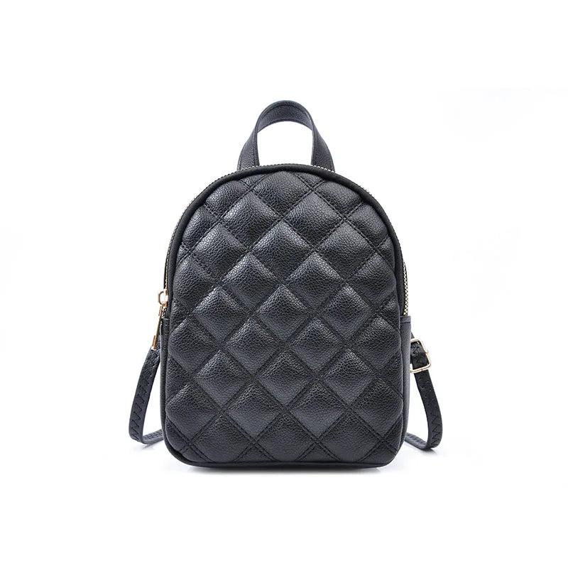 Rhombus Lattice Women Small Backpack Soft Pu Leather Female Backpack
