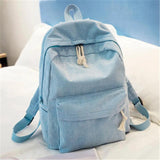 Corduroy School Backpack for Teenage Girls Travel Bag Striped Rucksack