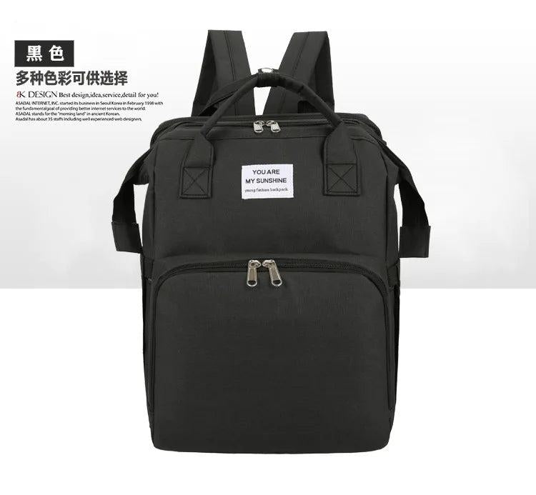 Embroidered Portable Diaper Bag Mummy Backpack with Baby Bassinet Bed