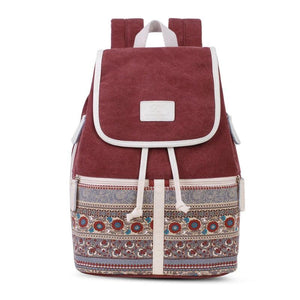 Canvas Women's Backpack College Style Retro Backpack Ethnic Style Student School