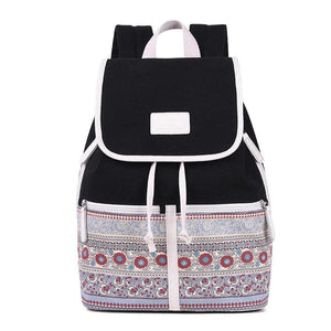 Canvas Women's Backpack College Style Retro Backpack Ethnic Style Student School