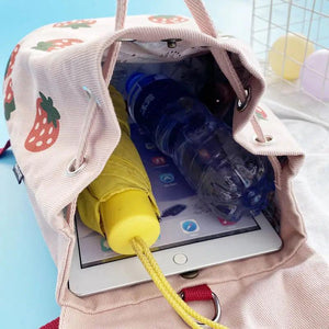 Women Strawberry Print Backpack School Book Bag Harajuku Teens