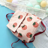 Women Strawberry Print Backpack School Book Bag Harajuku Teens
