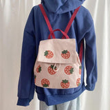 Women Strawberry Print Backpack School Book Bag Harajuku Teens