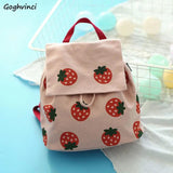 Women Strawberry Print Backpack School Book Bag Harajuku Teens