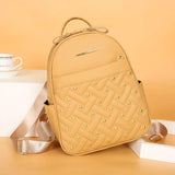Retro Rivet Backpacks High Leather Anti Theft Large School Bags