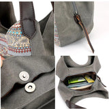 Large Capacity Women's Shoulder Crossbody Bag, Vintage Canvas Handbag Totes