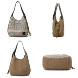 Large Capacity Women's Shoulder Crossbody Bag, Vintage Canvas Handbag Totes