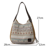 Large Capacity Women's Shoulder Crossbody Bag, Vintage Canvas Handbag Totes